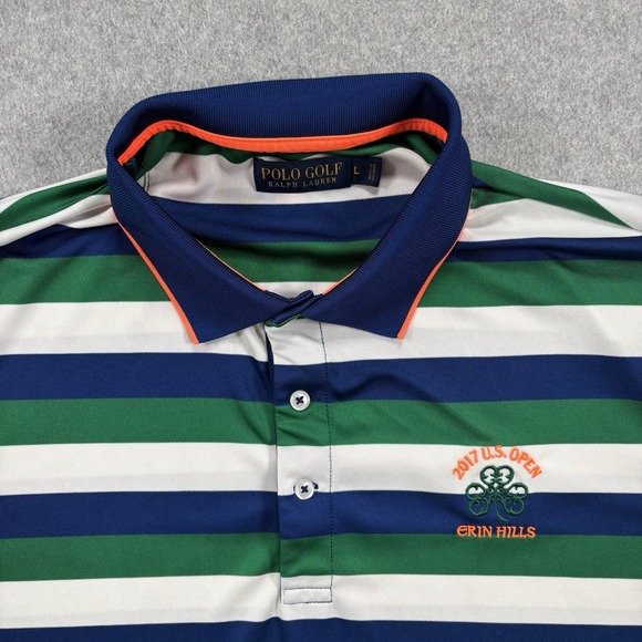 Polo Ralph Lauren ERIN HILLS L Mens Polo Shirt‎ Performance Golf Green Blue - Picture 3 of 13